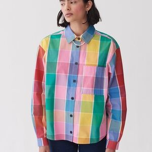 Colorful Plaid Shirt And Skirt Set